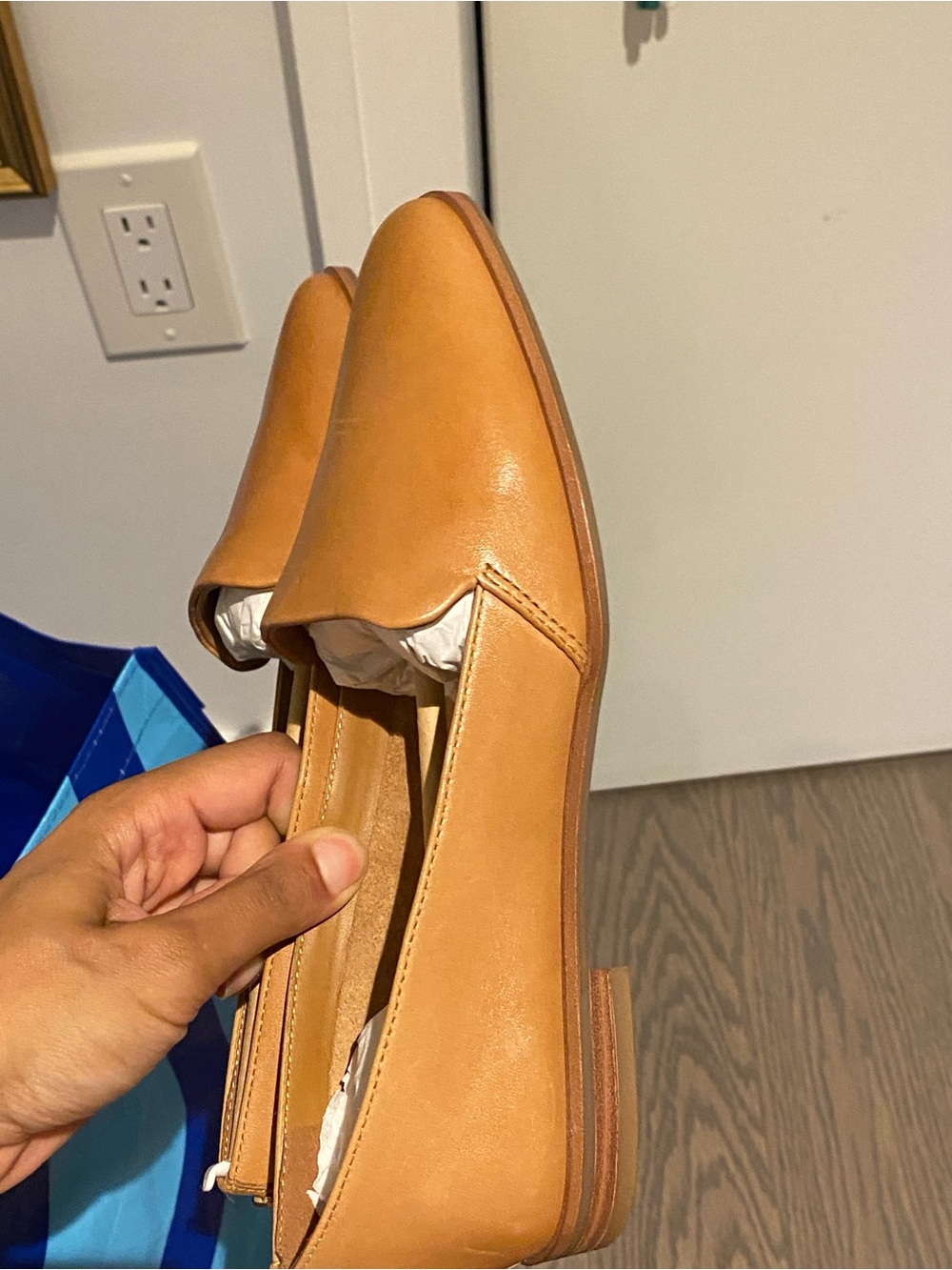 Aldo Women's Cognac Leather Slip-On Loafers - Picture 5 of 10